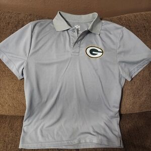 Men's Greenbay Packers NFL Gray Polo Shirt with Team Logo's Sz.Lg